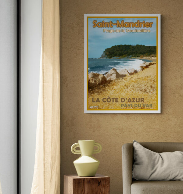 Tableau 70 x 91 cm - Plage de la Coudoulière Saint-Mandrier "Vintage" – Image 3