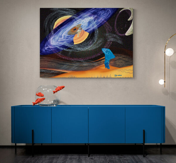 Tableau 108 x 81 cm - L'homme bleu qui parlait à la Lune – Image 2